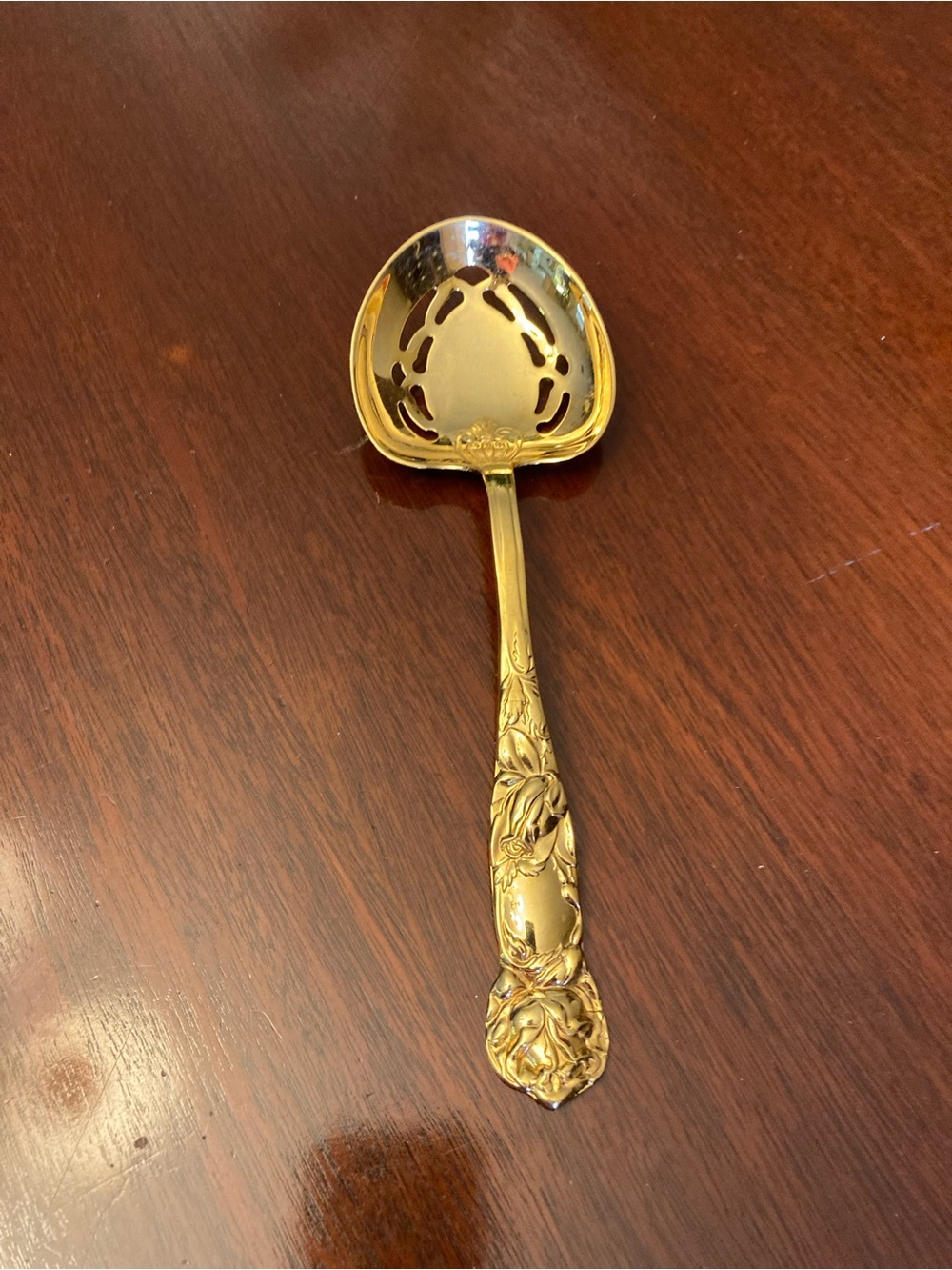Vtg 1960’s William Adams Italy Gold Plated Serving Utensil Rose Pattern